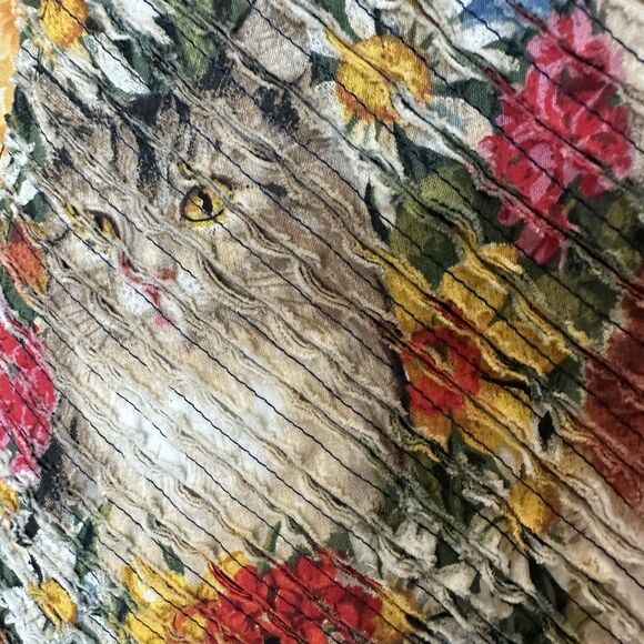 Reversible Vest Women’s One Size Cats Floral Textured Open Front Grannycore - Picture 6 of 8